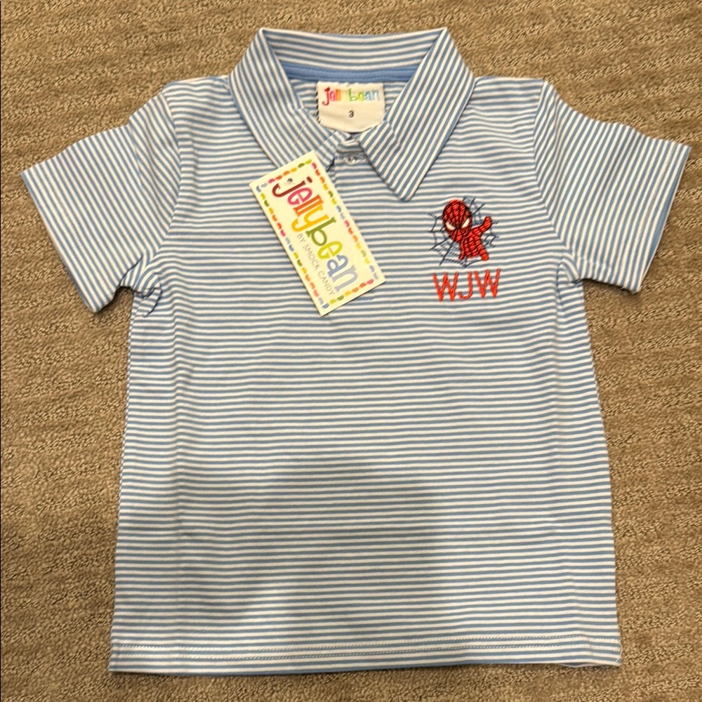 Jelly Beans Blue Striped Kids Polo Shirt